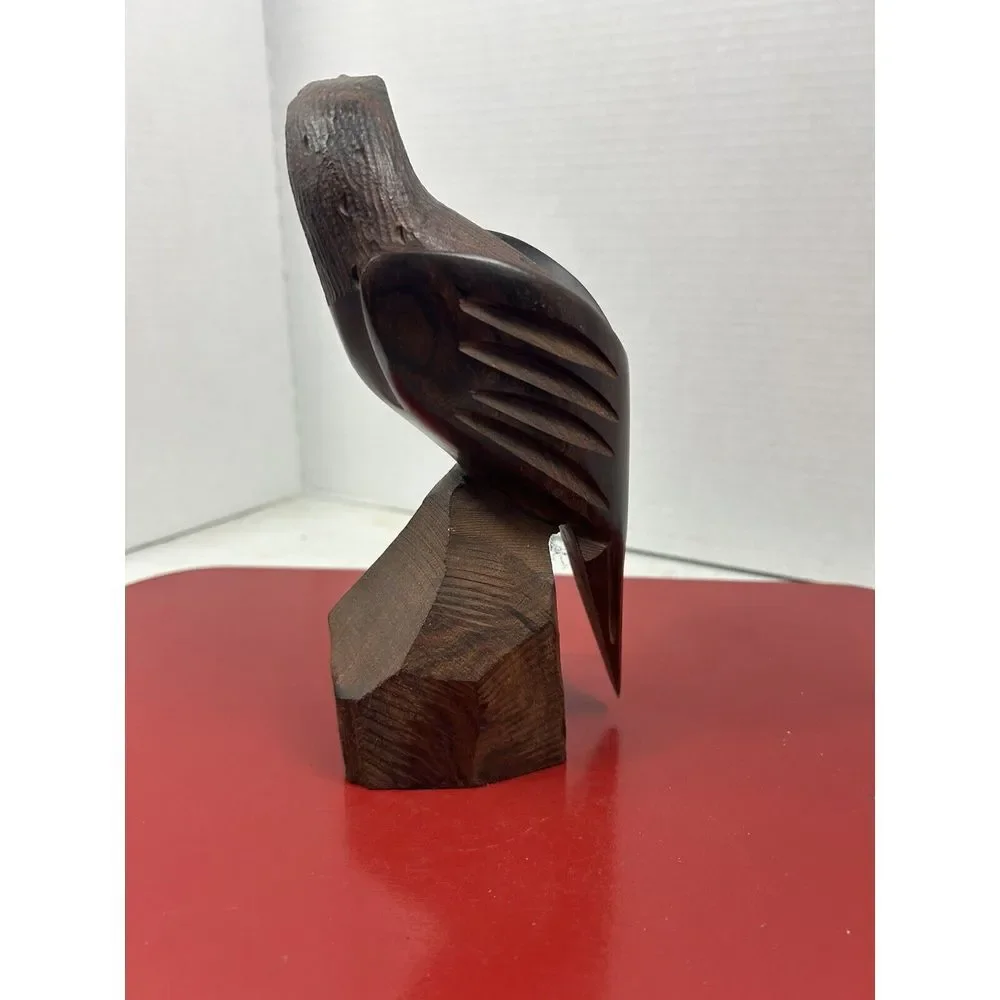 Vintage Hand Carved Ironwood Perched Eagle Hawk Bird of Prey Sculpture 8